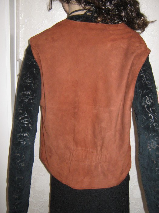  NEU * Edel * DESIGNER * Velours * Echt Leder * ärmellos * Gilet * Weste * Gr. 40- 42/ M * terracotta * reh- braun *