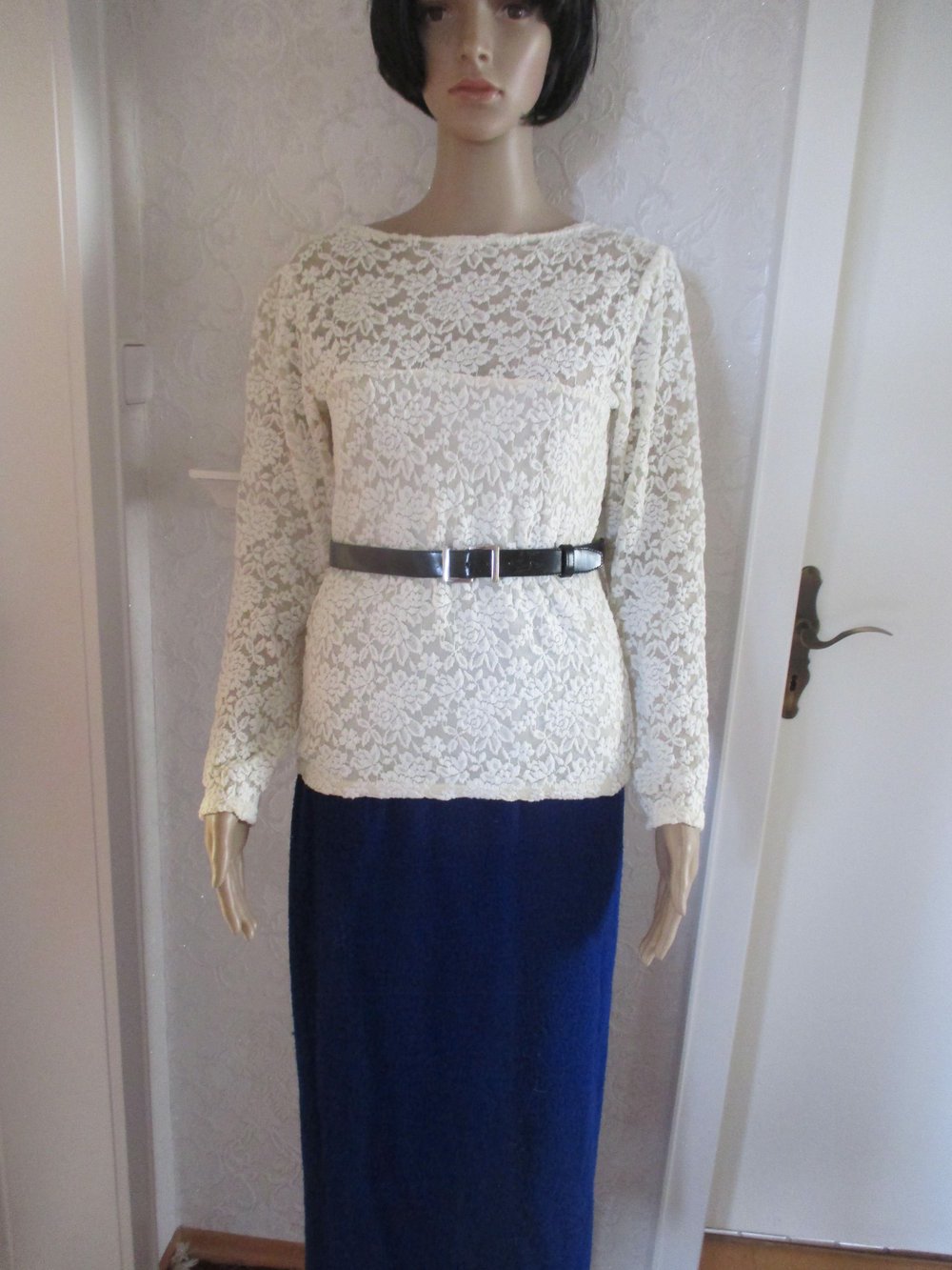 NEU * Original VINTAGE * Lace- Spitzen * Langarm * Longsleeve * Bodycon * T- Shirt 