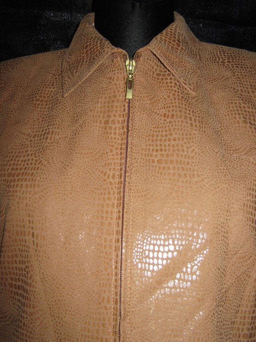 NEUw * Ausgefallen * Original VINTAGE *  DESIGNER * Kroko- Leder Imitat- Optik * JACKE mit Esprit * Gr. 36- 38/ S * Milchkaffee * caramél- beige * hell-braun *