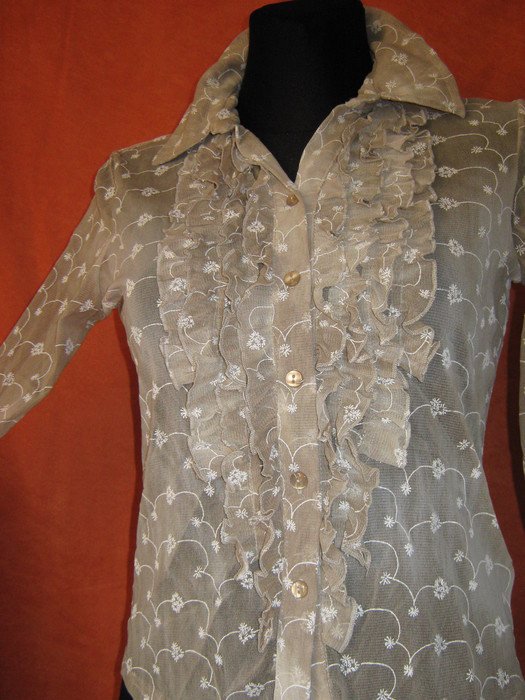 NEU * Original VINTAGE * Flamenco * Romantik * Festival * Hippie- Style * Rüschen * Volant * Seiden- Chiffon * Bodycon * Bluse 
