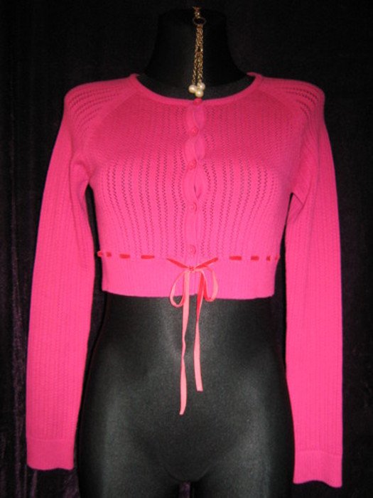 NEUw * Ausgefallen * edel mit Samtband * Kurz * Corp * Cardigan * Strickjacke 