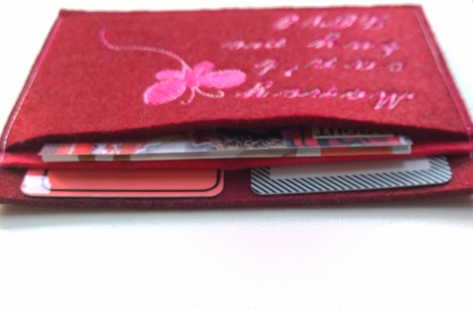 Kartenetui Cardholder Mini Geldbörse Filz Stickerei Embroidery