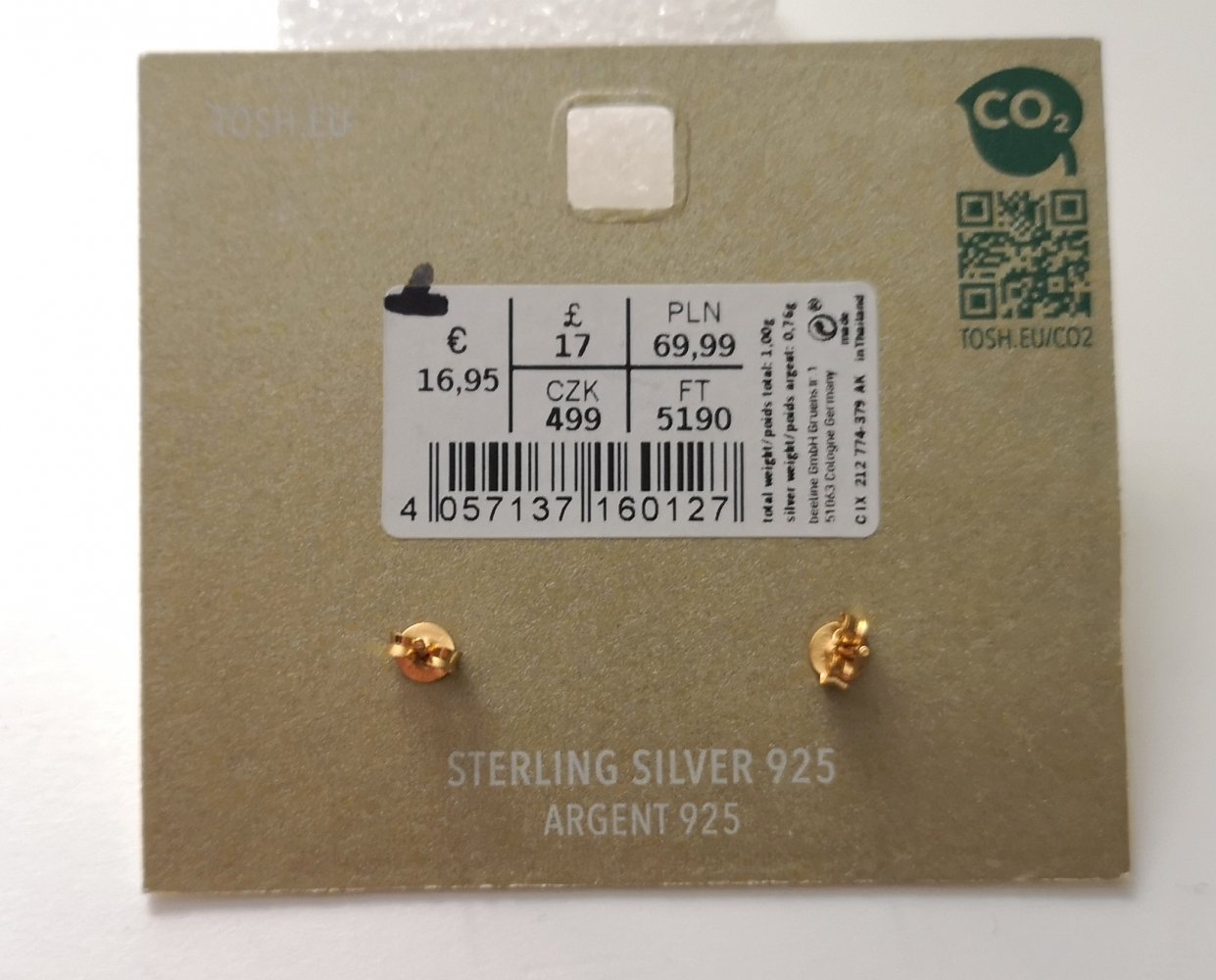Ohrstecker 925er Silber Vergoldet Glitzersteine