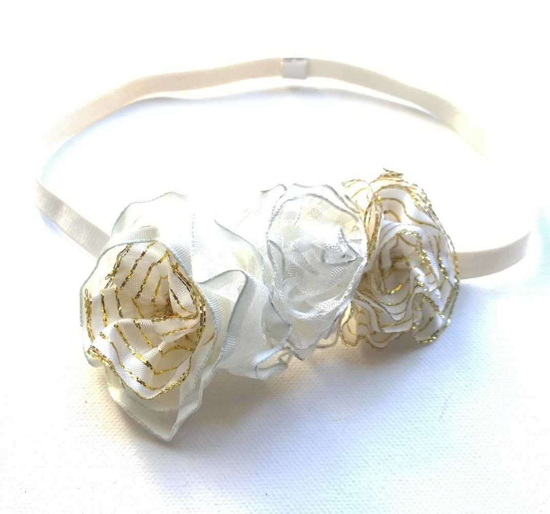 Haarband, weiß, Blumen, selbstgenäht