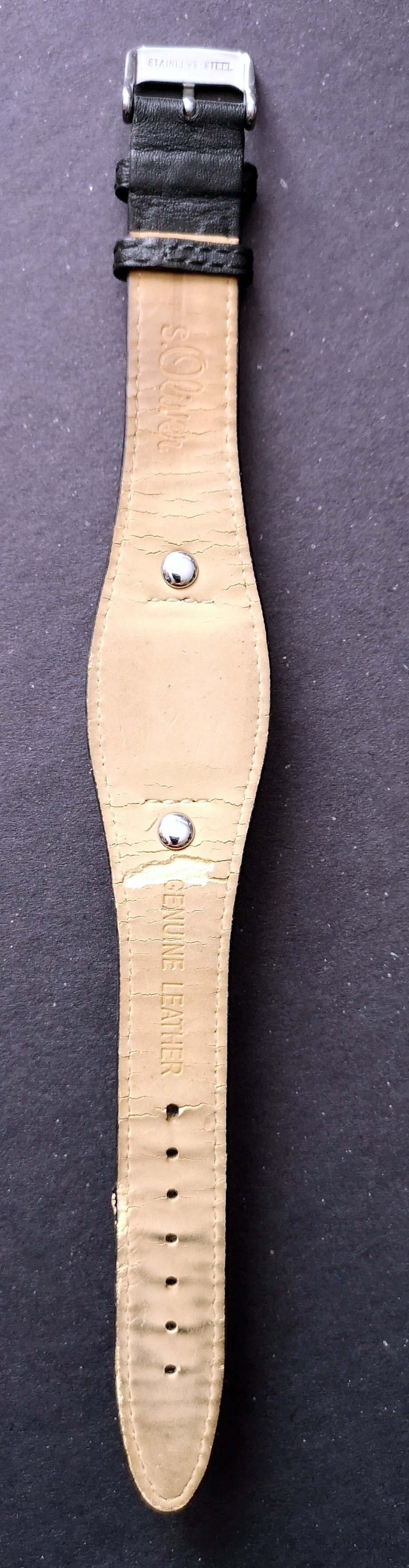 S.Oliver, Uhr, schwarz/silber, Leder