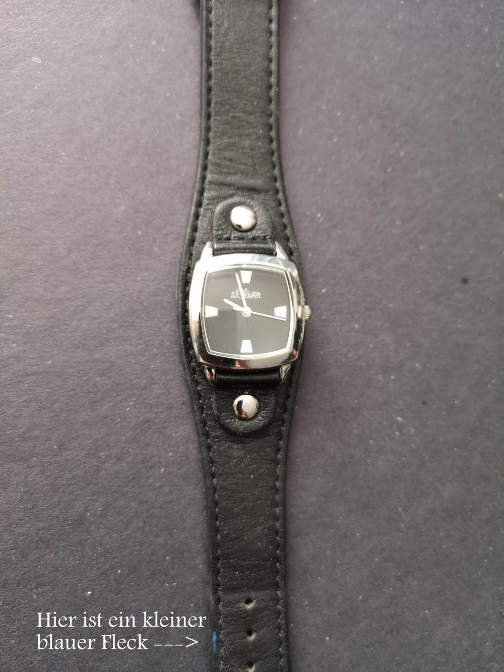 S.Oliver, Uhr, schwarz/silber, Leder