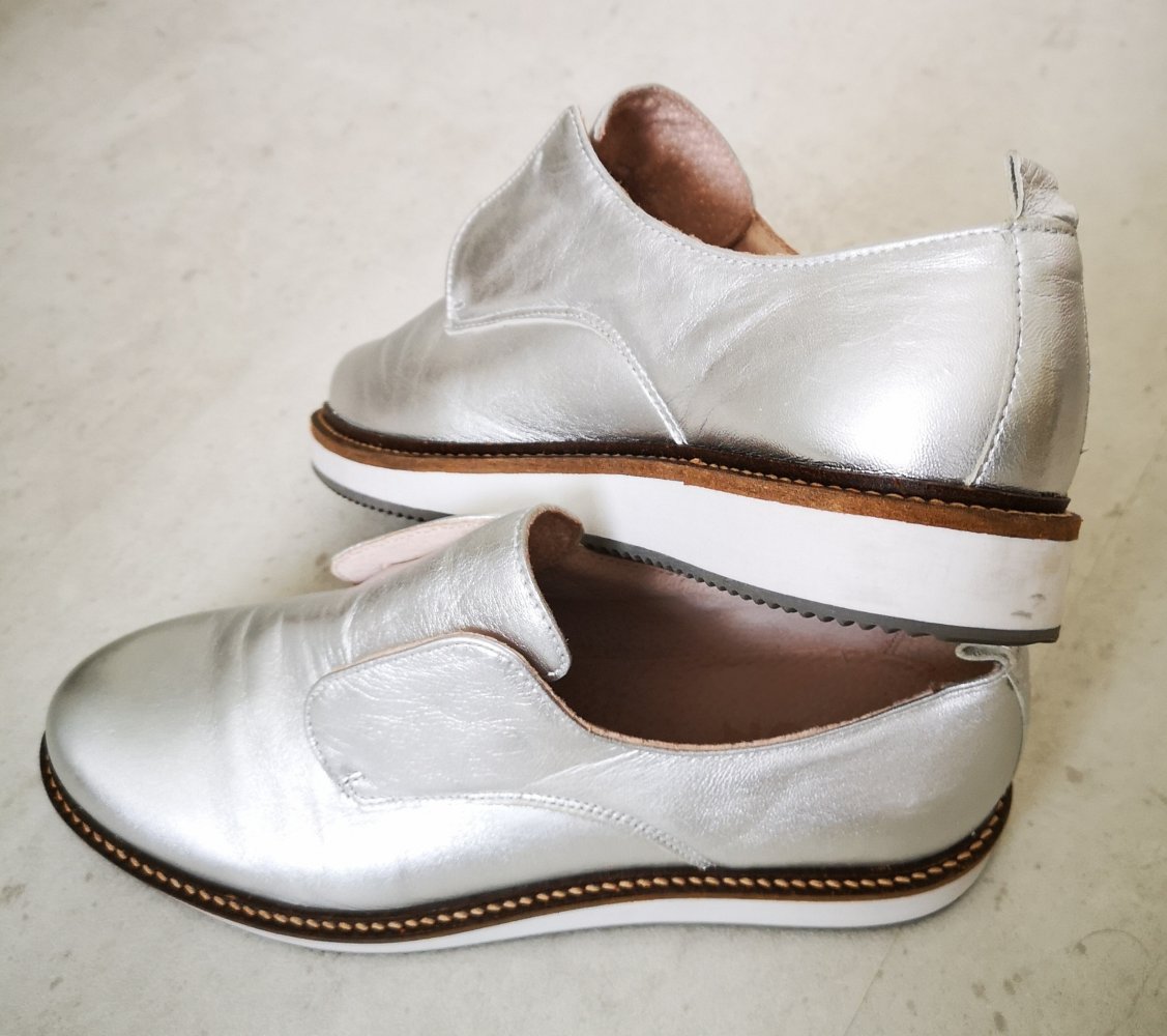 Zign Slipper Silber Leder Größe 40