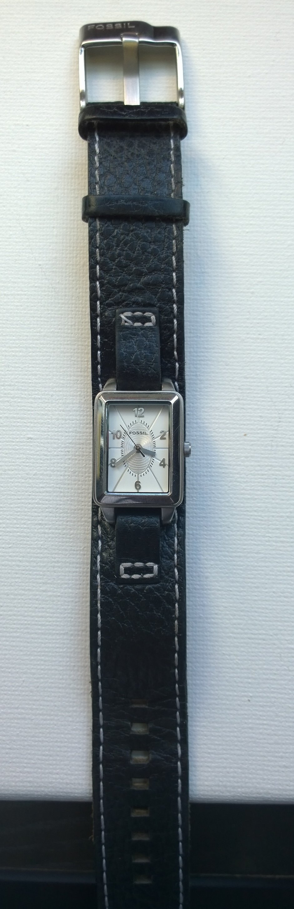 Fossil Uhr schwarz Leder silber