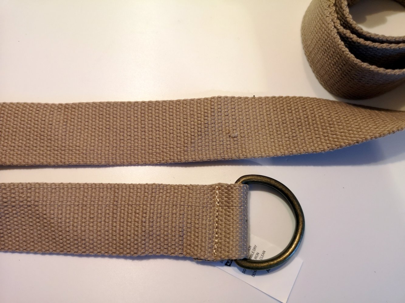 Canvas Gürtel Doppelringschnalle braun gold 147cm