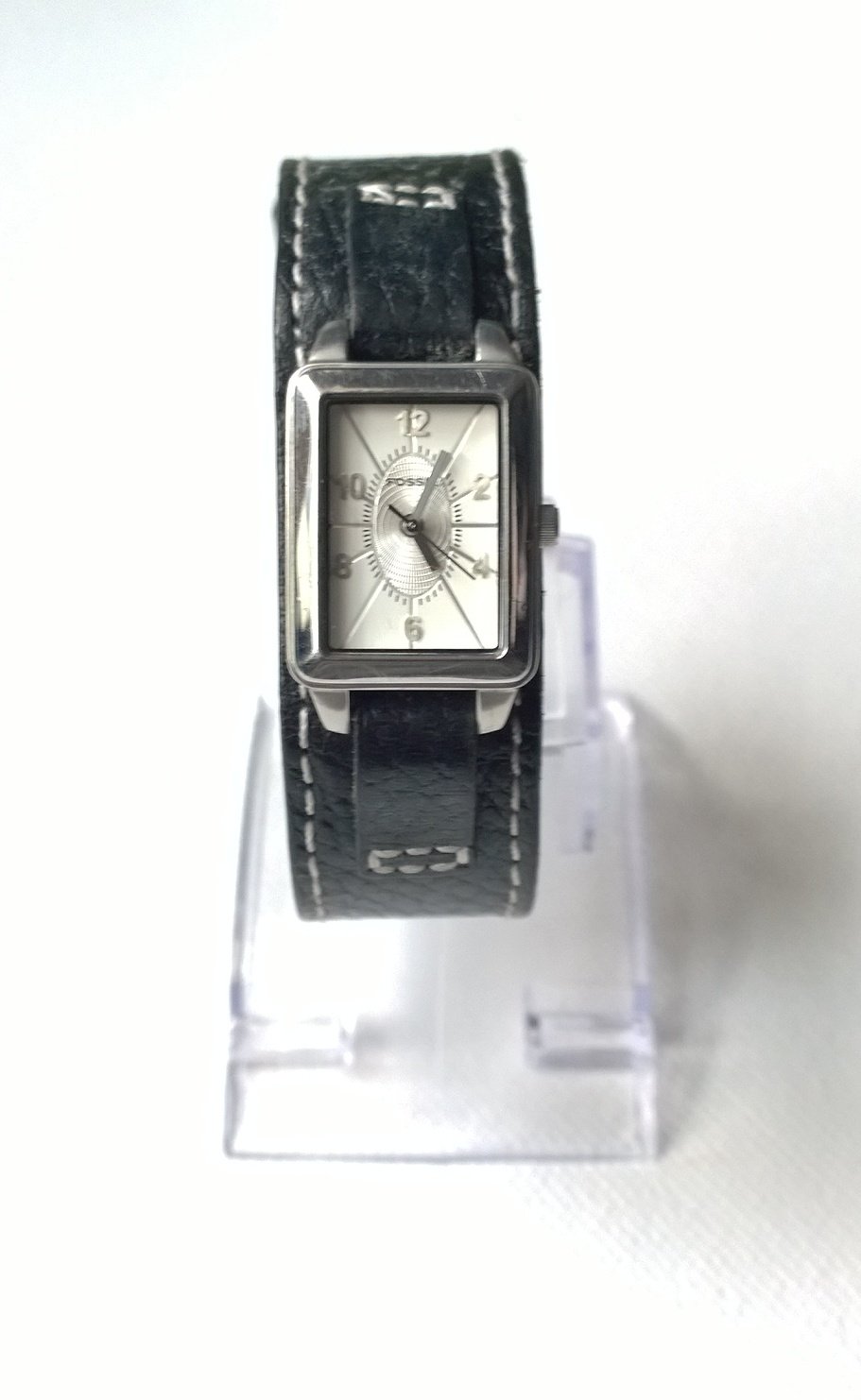 Fossil Uhr schwarz Leder silber
