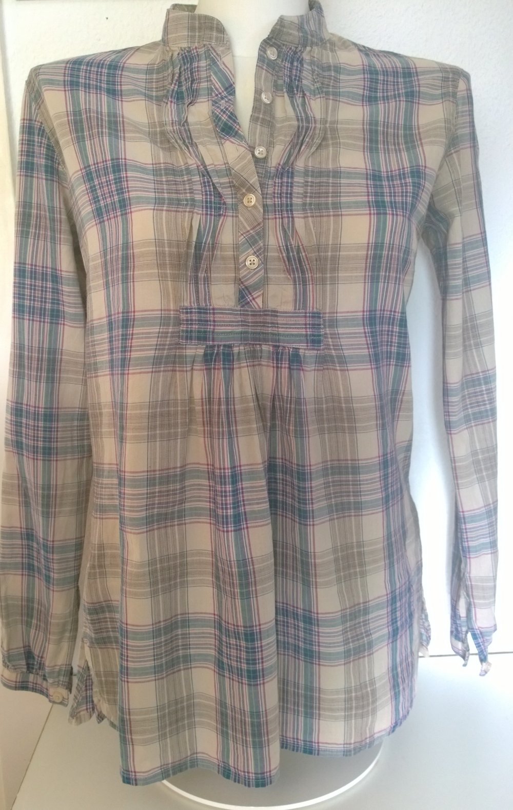 Tunika, Bluse, Manguun, Gr.S, kariert, beige, blau, lila