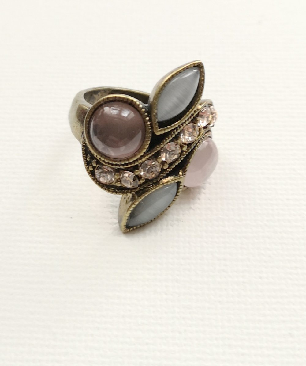 Ring altgold pastell Steine Größe 17
