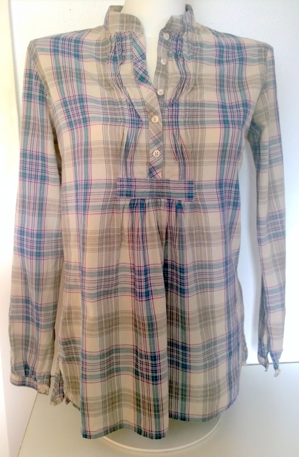 Tunika, Bluse, Manguun, Gr.S, kariert, beige, blau, lila