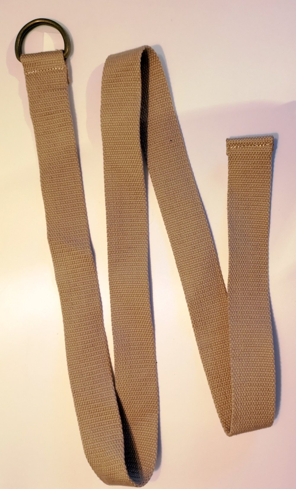 Canvas Gürtel Doppelringschnalle braun gold 147cm