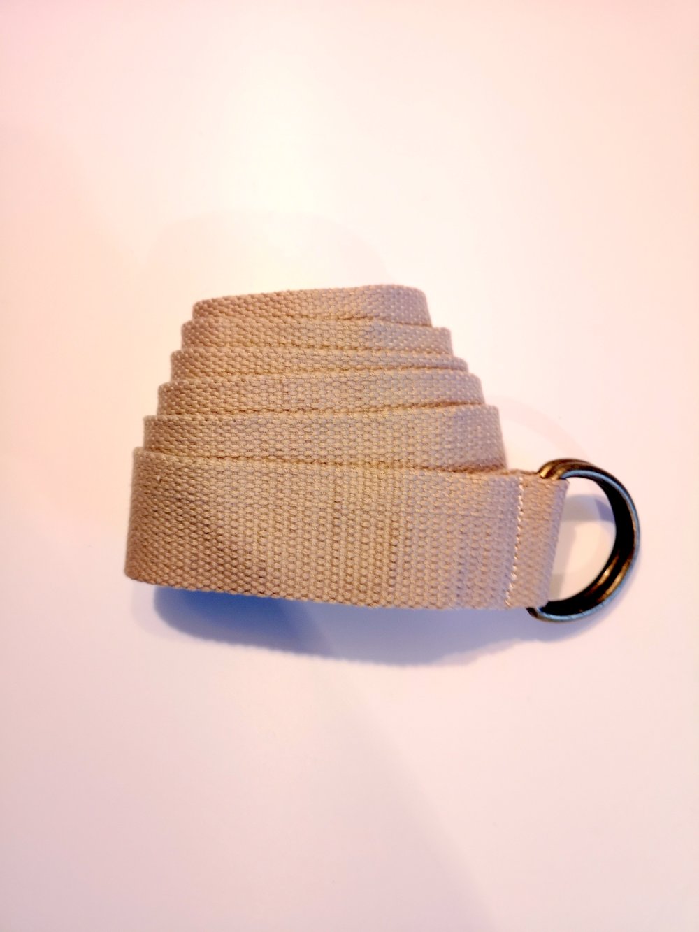 Canvas Gürtel Doppelringschnalle braun gold 147cm