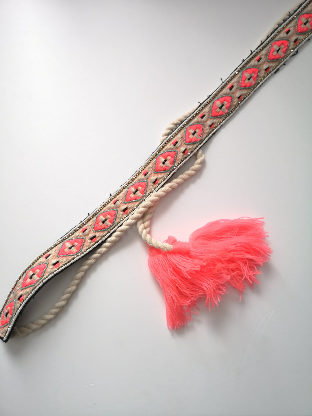 Hüftgürtel Kordelgürtel Gürtel Neon Coral Ibiza Hippie