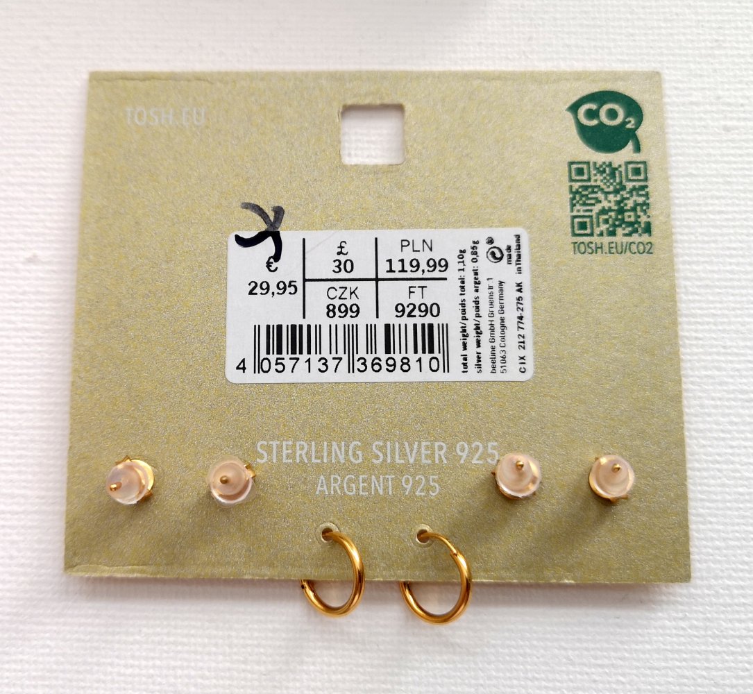 Creolen Set, Sterling Silber, vergoldet, 3er Set, Ohrringe 925er