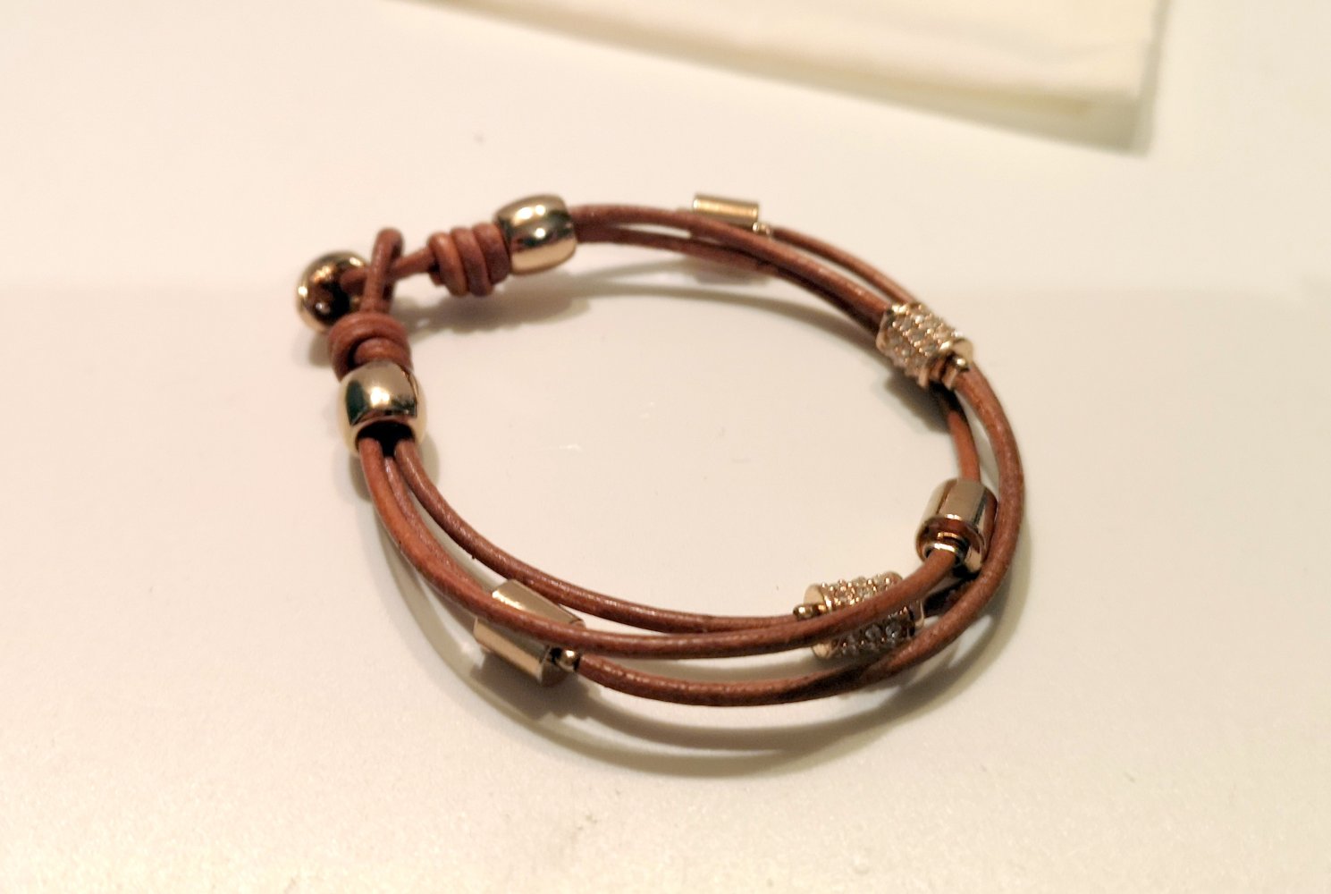  Fossil Armband Leder Gold Glitzer