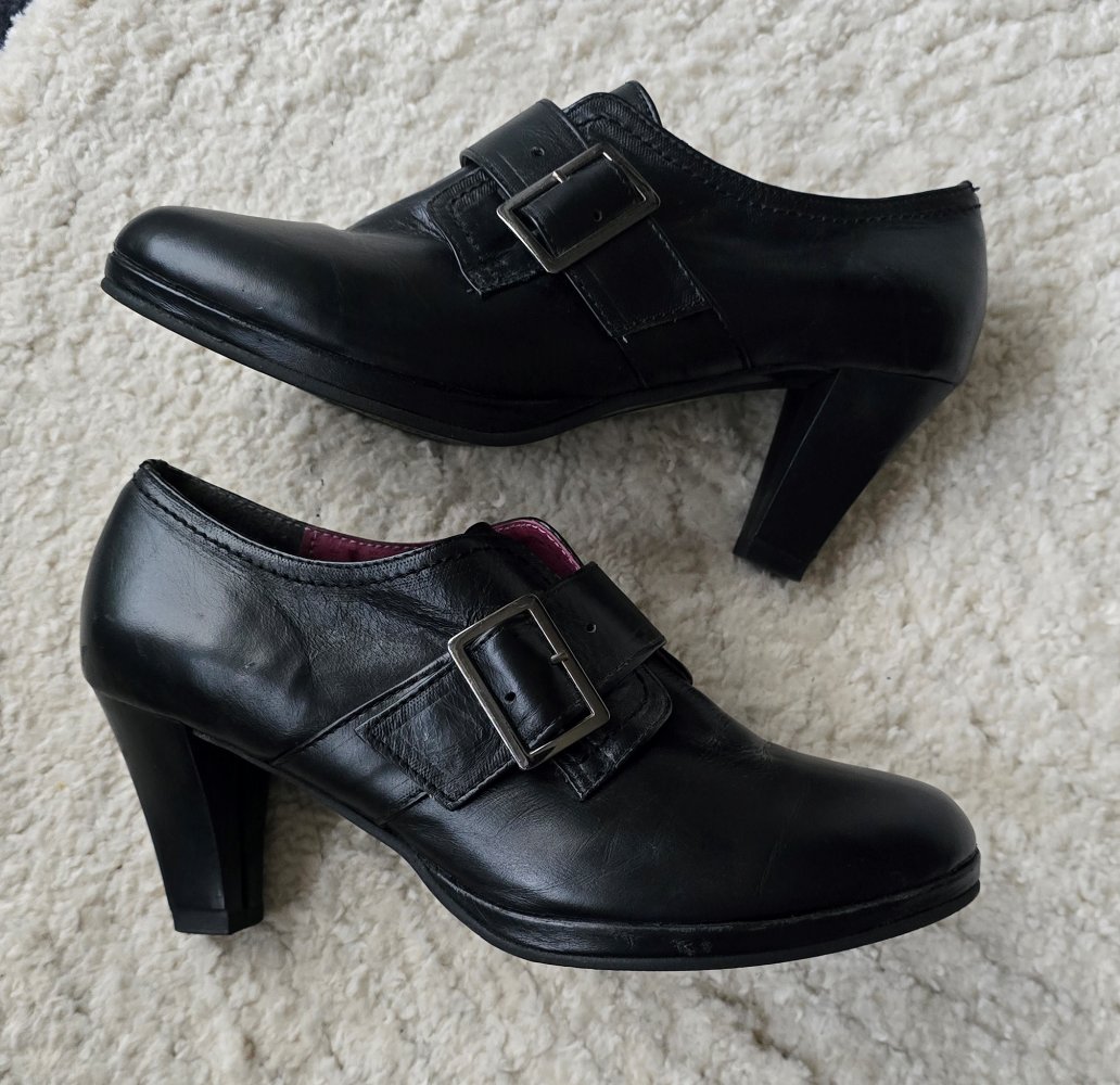Andrea Conti Echt Leder Ankle Boots Booties Pumps Blockabsatz Halbschuh 38