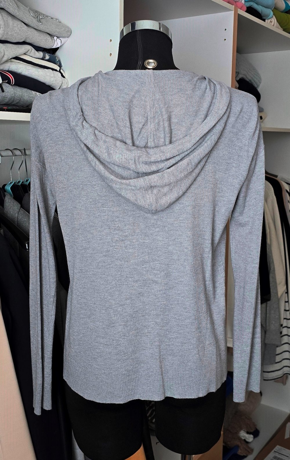 Comma leichter Viskose Pullover Hoodie Oversized Strickpullover mit Kapuze 34