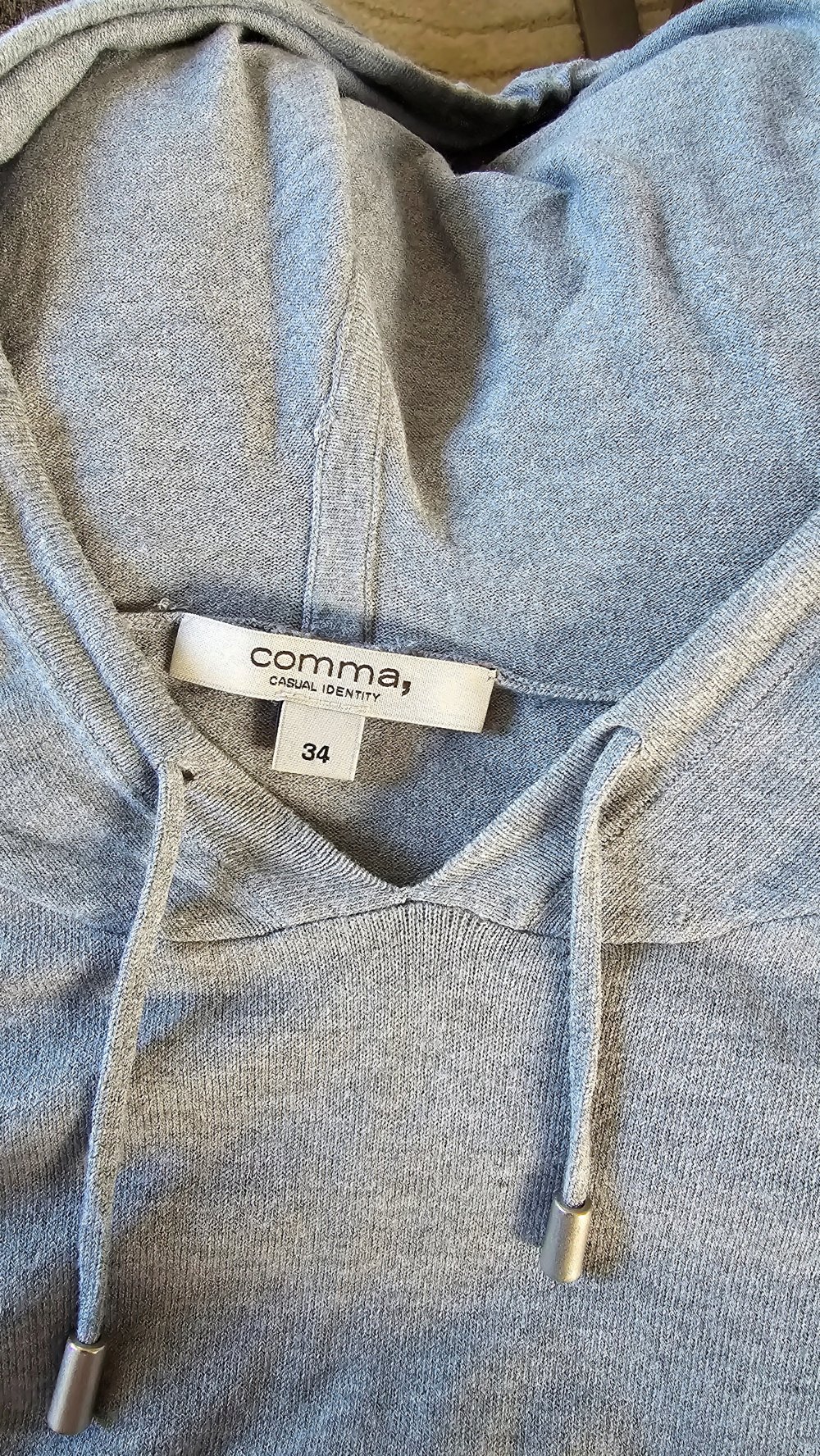Comma leichter Viskose Pullover Hoodie Oversized Strickpullover mit Kapuze 34
