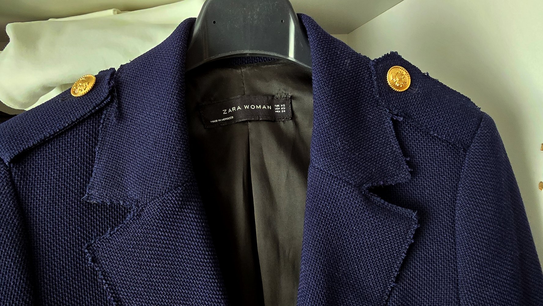 ZARA Blazer Marine Look blau XS Doppelreiher Goldknöpfe