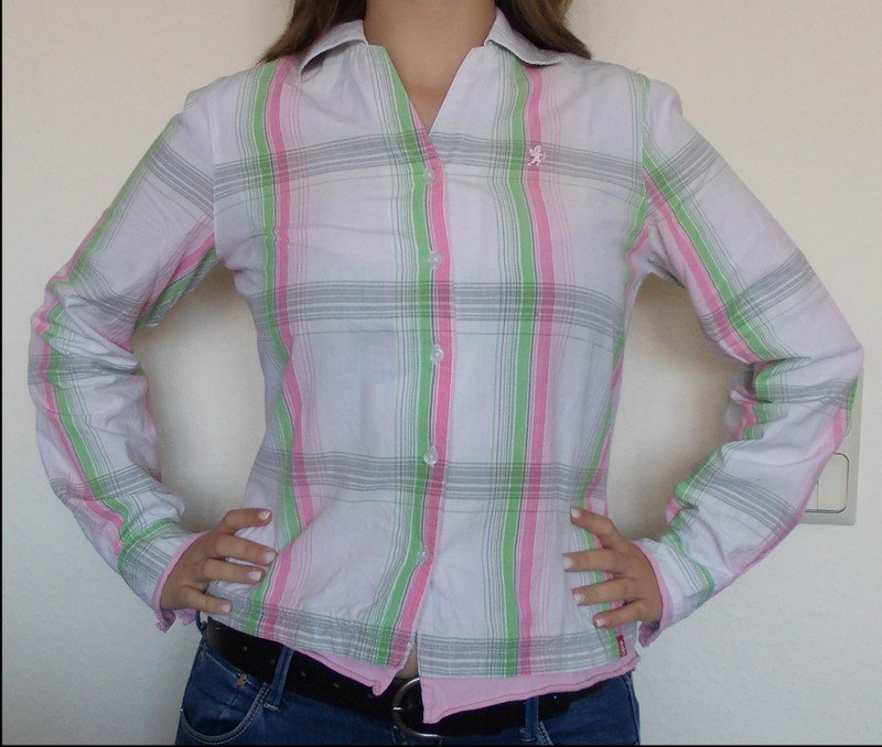 eine langärmelige Bluse in frischen Farben