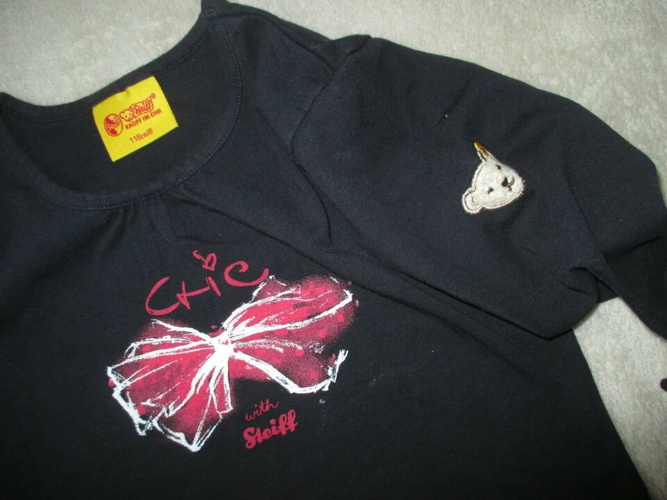 NEU mit ETIKETT * Stylisch * GIRL * Bären Applikation * Schleifen- Print * Langarm * Longsleeve * T- Shirt 