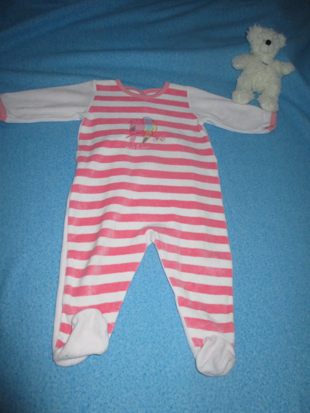 NEU * Niedlich * Baby * BOY oder auch GIRL * Unisex * Nicky * Niki * Samt * Streifen * Ringel * Vogel- Print * Einteiler * Schlafanzug 