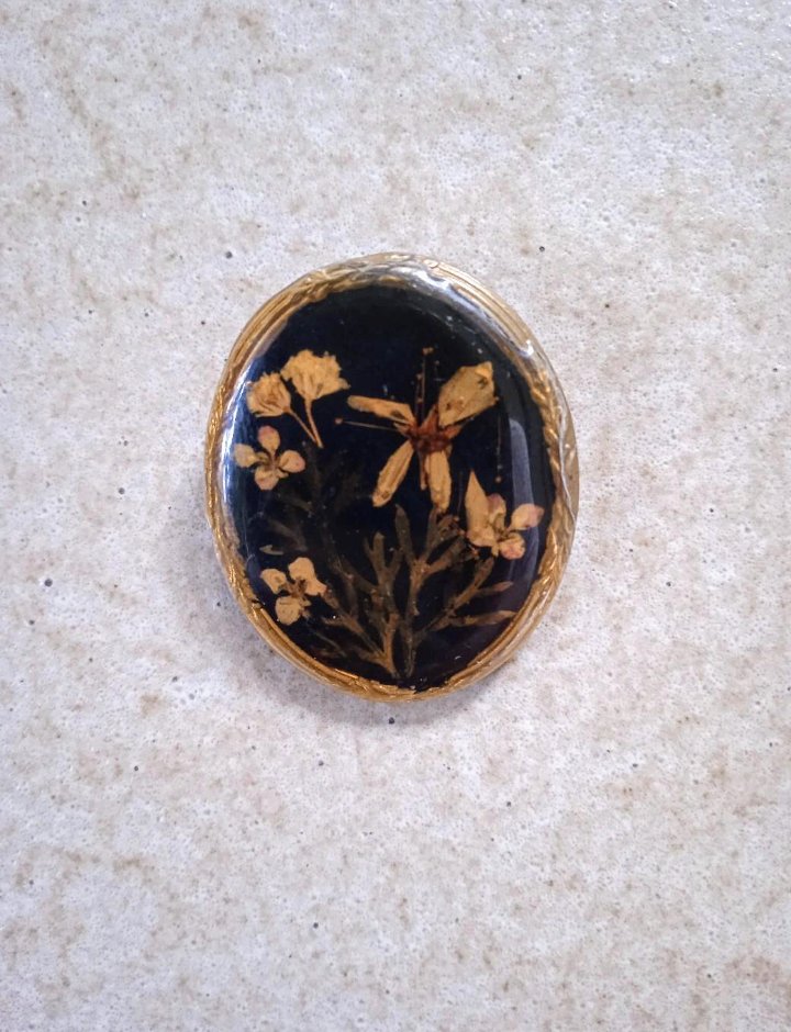 Brosche Trockenblumen Vintage 70's