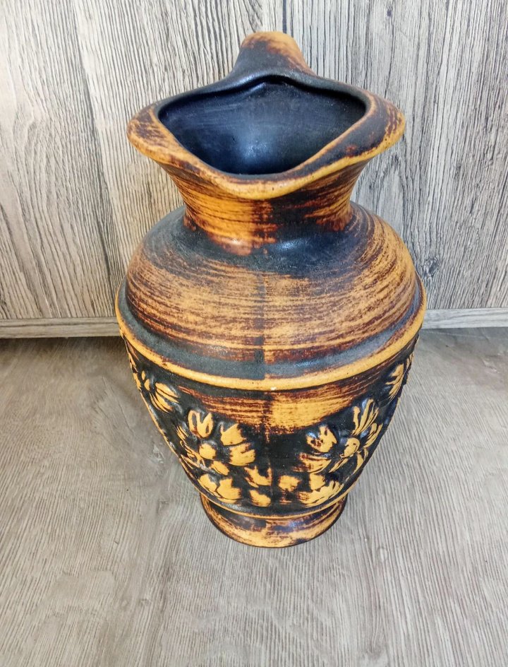 Vase gelb braun Vintage 70's
