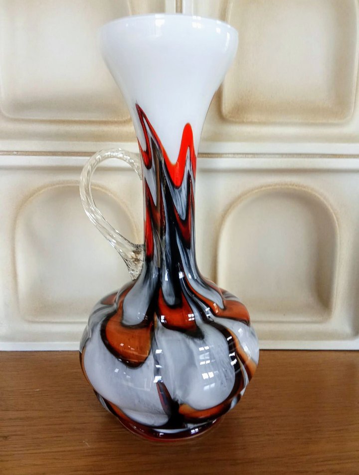 Vase weiß orange schwarz Murano? Vintage 70's