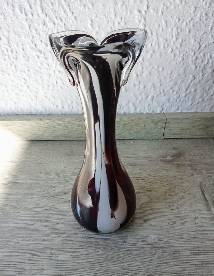 Vase Murano Like braun weiß Vintage 70's