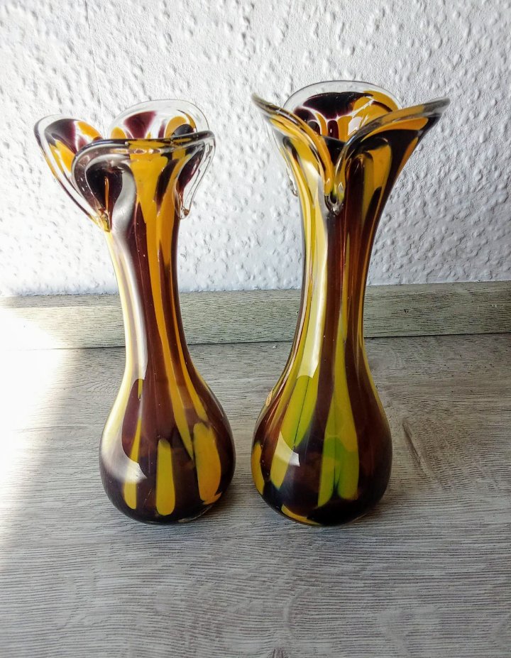 Vase Murano Like gelb braun Vintage 70's