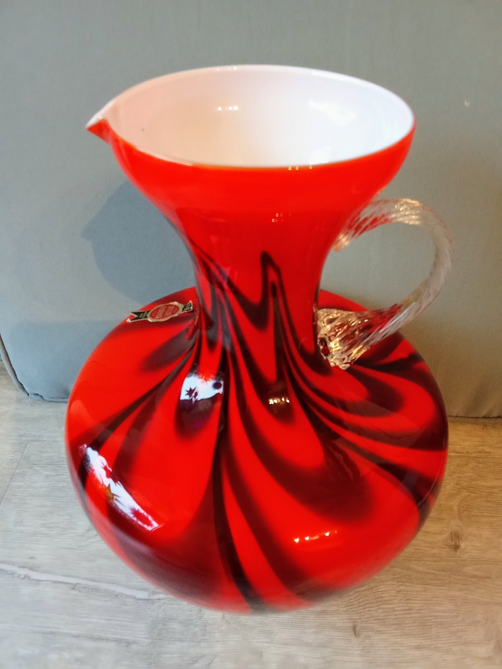Vase rot schwarz Vintage 70's