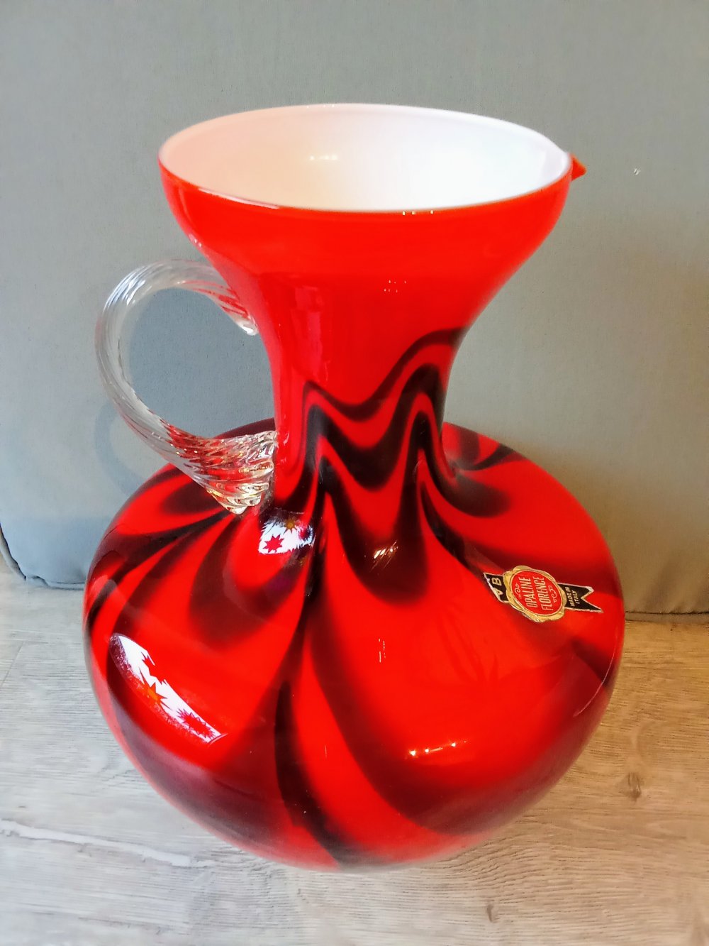 Vase rot schwarz Vintage 70's