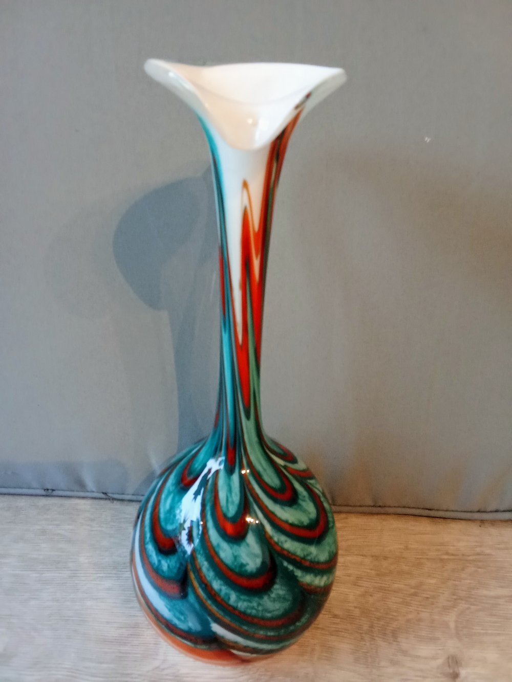 Vase Murano? türkis orange weiß Vintage 70's