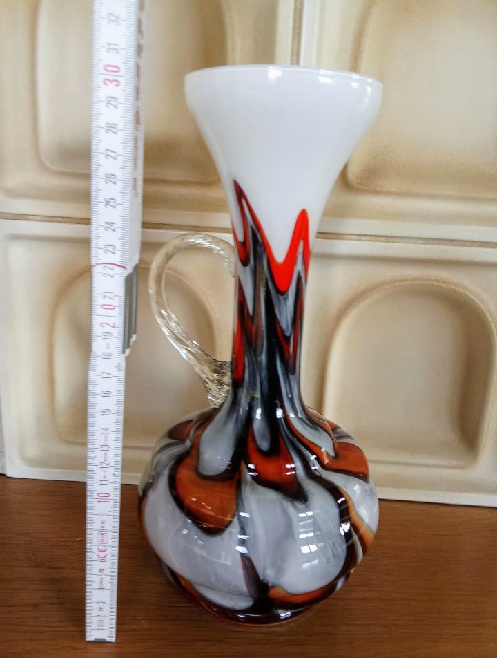 Vase weiß orange schwarz Murano? Vintage 70's