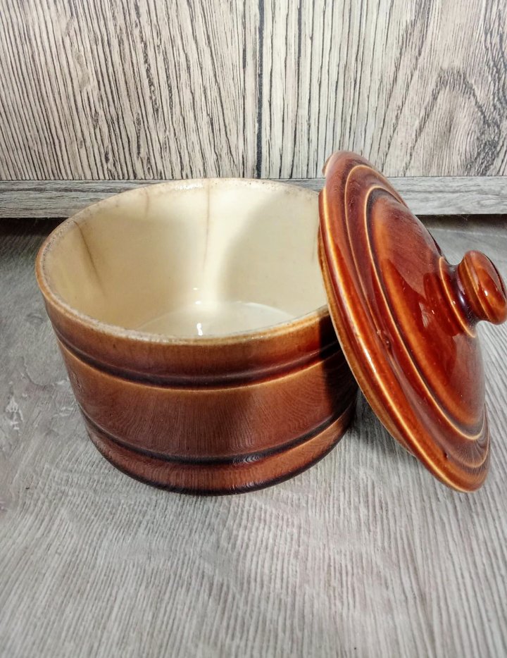 Zwiebelsuppentöpfchen braun Vintage 70's