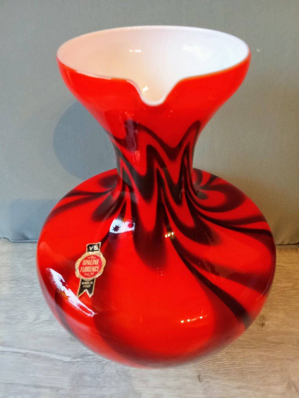 Vase rot schwarz Vintage 70's