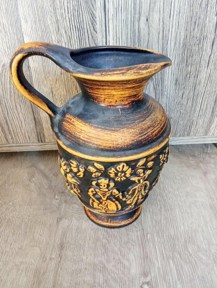 Vase gelb braun Vintage 70's