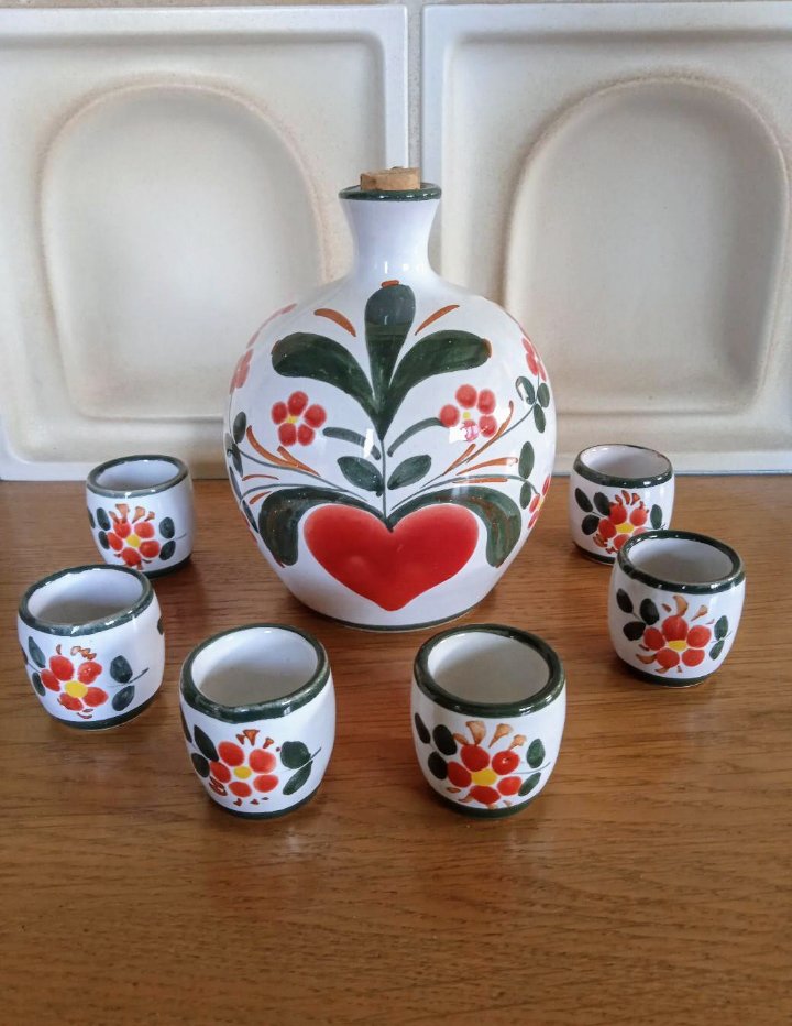 Schnapskaraffe mit Bechern Vintage 80's