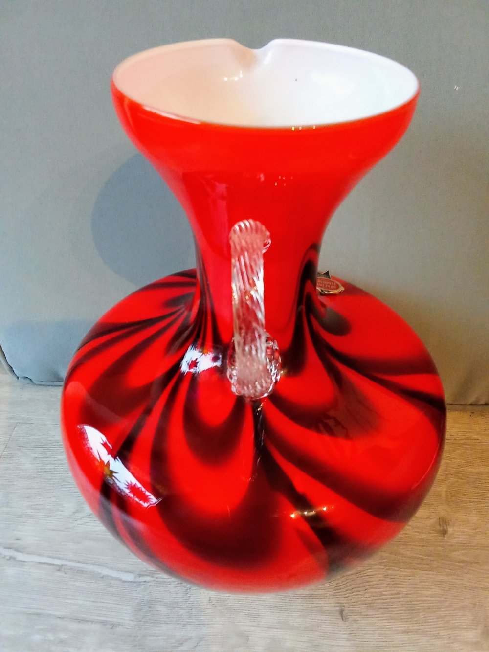 Vase rot schwarz Vintage 70's