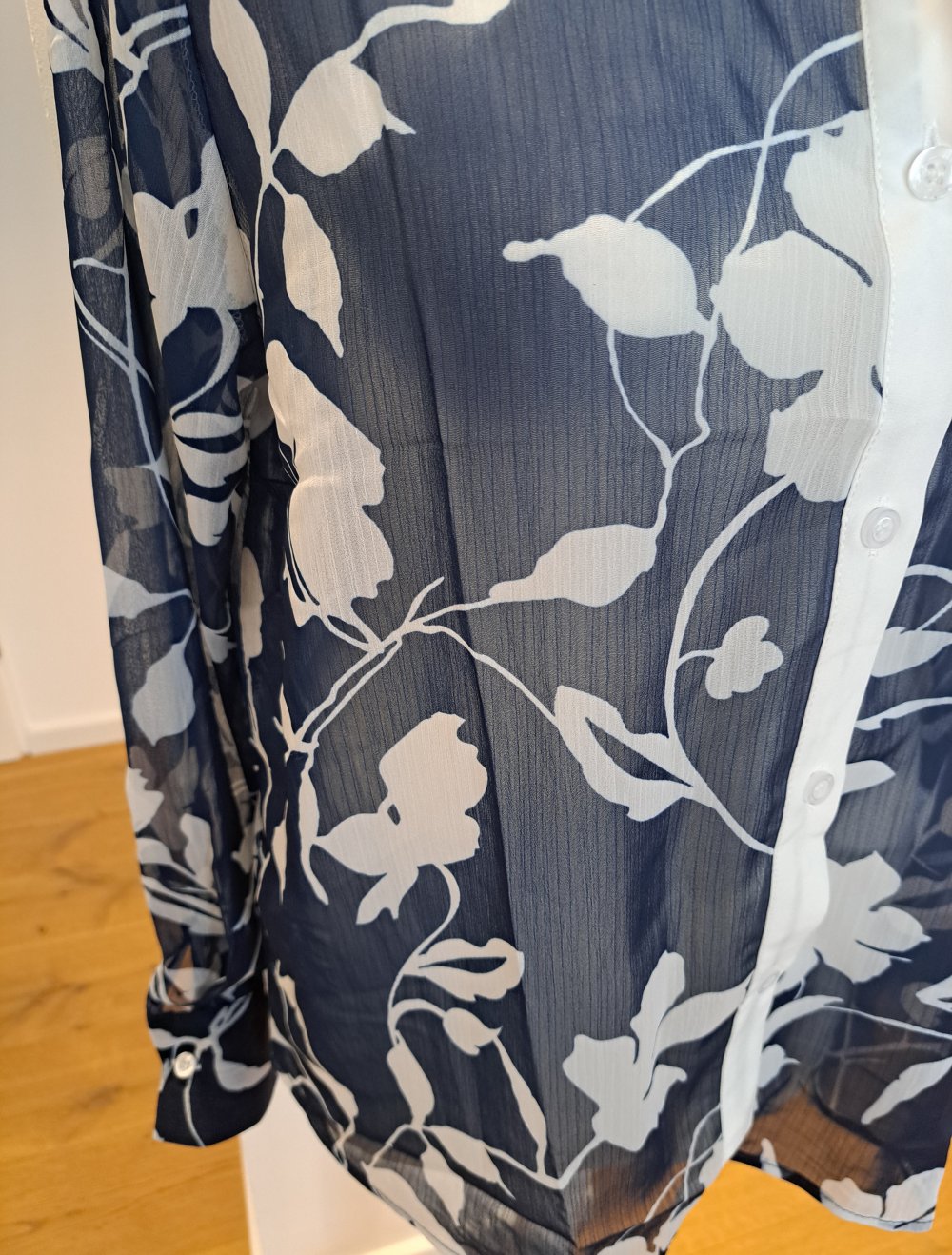 Shein Bluse transparent floral maritim
