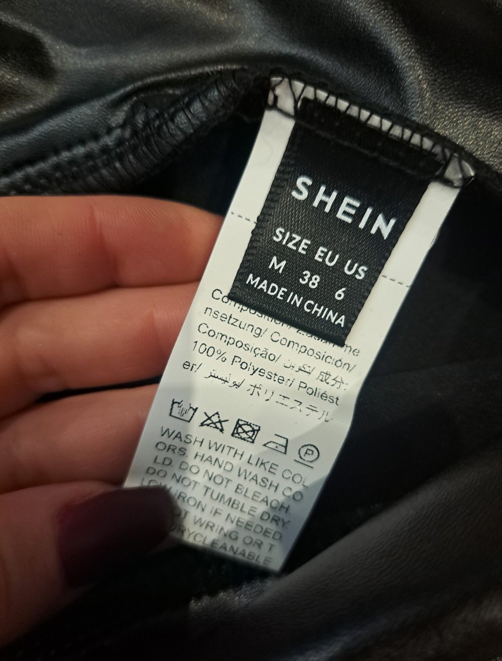 Shein Leder Leggings Hose High Waist