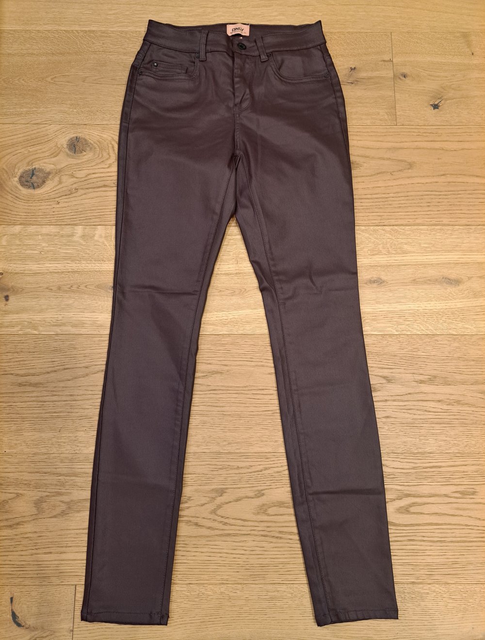 Only Lederhose Skinny Röhre High Waist matt bordeaux