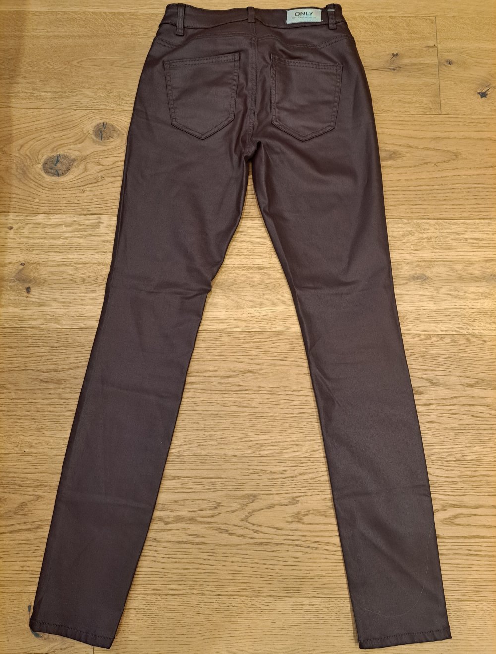 Only Lederhose Skinny Röhre High Waist matt bordeaux