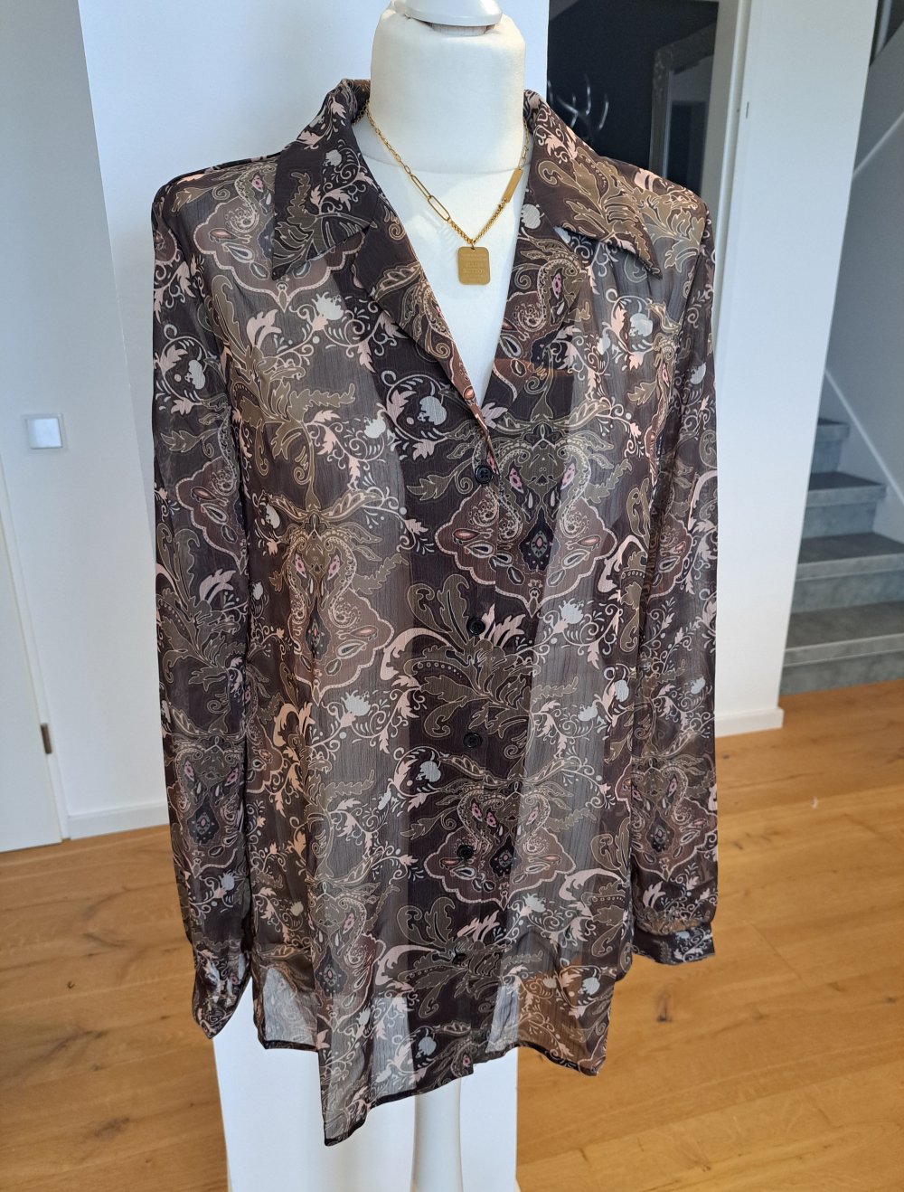 Shein Bluse Hemd Paisley Muster transparent