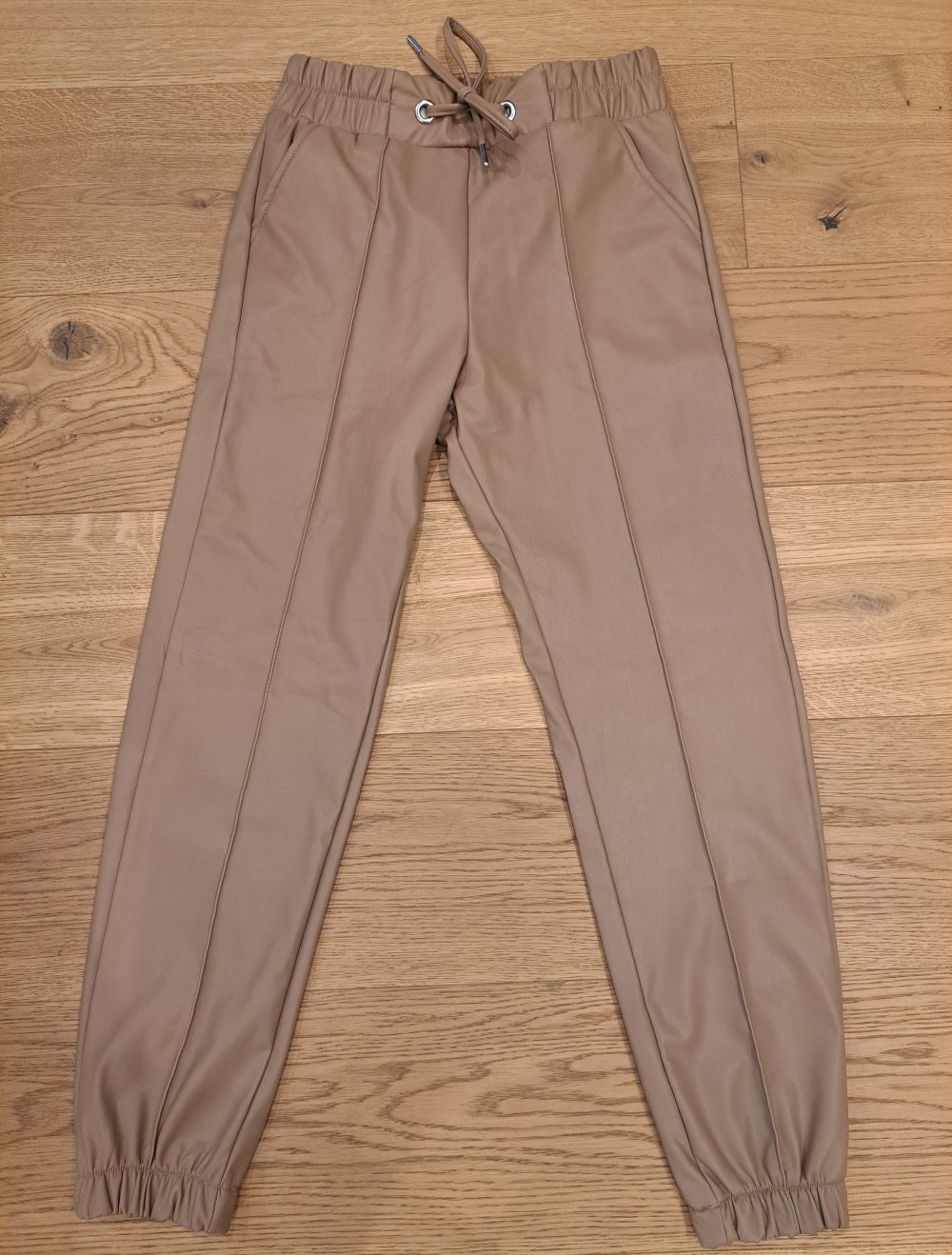 Bianco Lucci Lederjogger Hose beige