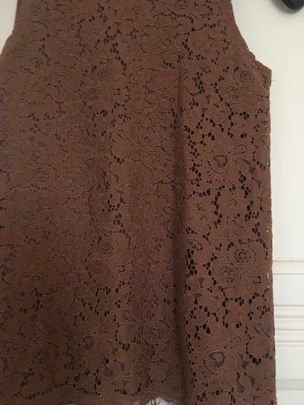 Orangefarbene-beige Bluse mit Spitzenmuster *Mengenrabatt*